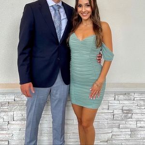 Green strapless dress S